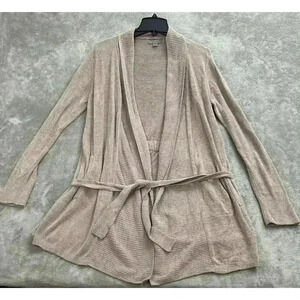 Barefoot Dreams Cardigan Women Medium Cozy Chic Ultra Lite Knit Pockets Tie Tan
